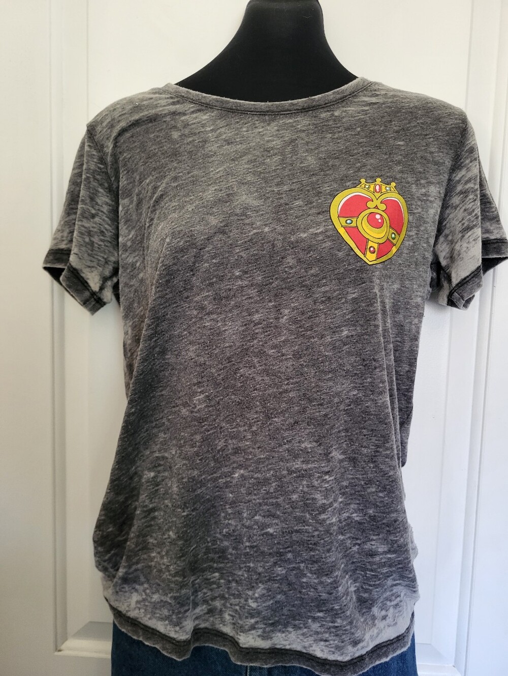 Sailor-moon Women's Grey and Black T-shirt